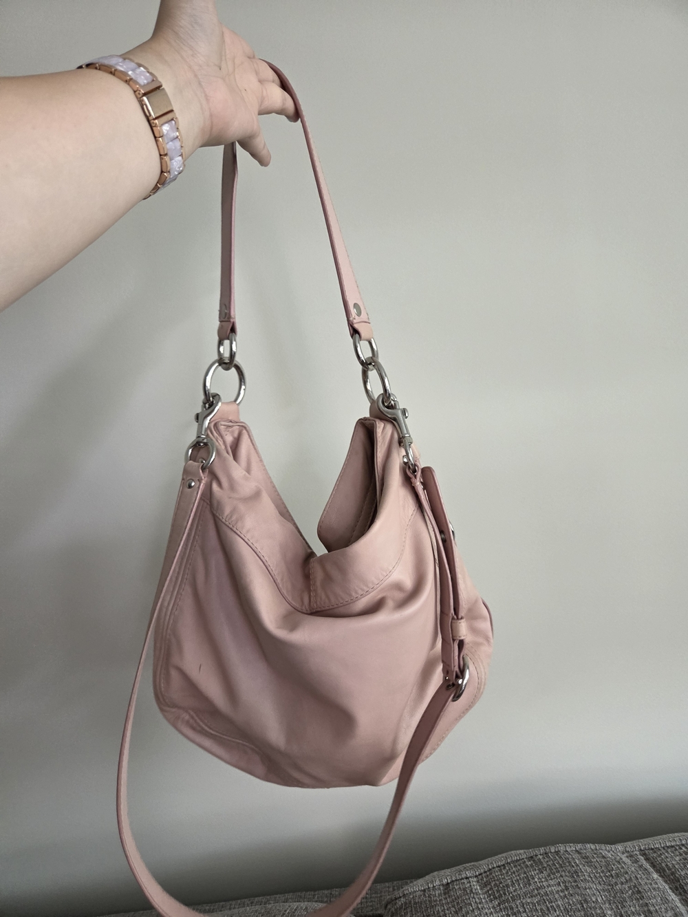 Coach Zoe Vintage Soft Pink Leather Hobo Shoulder Crossbody Bag